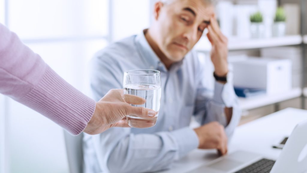 Businessman having an headache